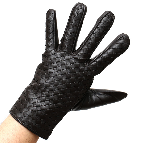 KURODA(クロダ) イントレチャート ラムスキン(仔羊)革手袋 メンズ ダークブラウン ブラウン 茶 茶色 本革 編み込み てぶくろ 皮 おしゃれ 高級 大人