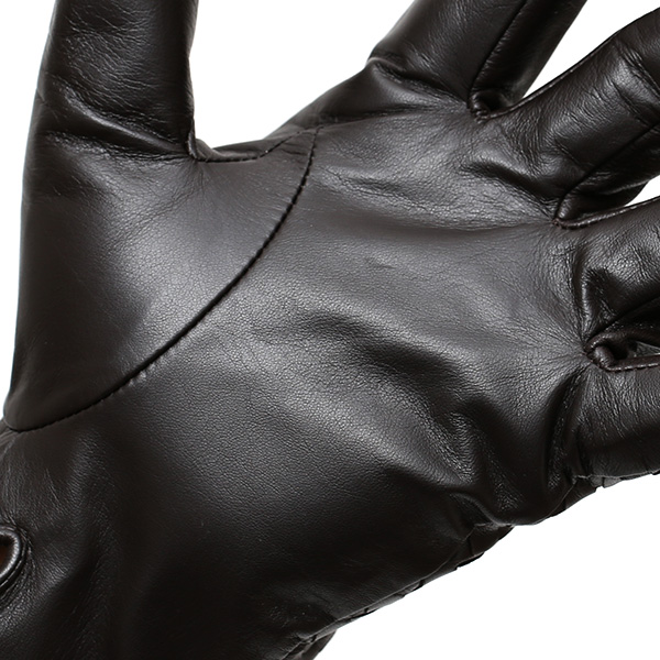 KURODA(クロダ) イントレチャート ラムスキン(仔羊)革手袋 メンズ ダークブラウン ブラウン 茶 茶色 本革 編み込み てぶくろ 皮 おしゃれ 高級 大人