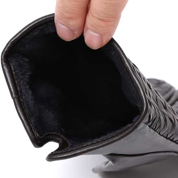 KURODA(クロダ) イントレチャート ラムスキン(仔羊)革手袋 メンズ ダークブラウン ブラウン 茶 茶色 本革 編み込み てぶくろ 皮 おしゃれ 高級 大人