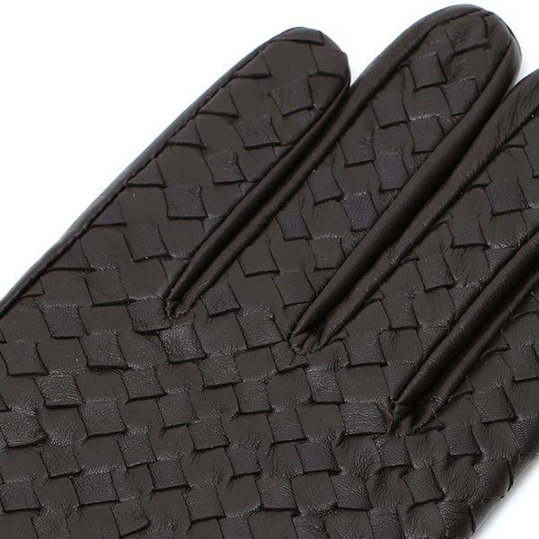 KURODA(クロダ) イントレチャート ラムスキン(仔羊)革手袋 メンズ ダークブラウン ブラウン 茶 茶色 本革 編み込み てぶくろ 皮 おしゃれ 高級 大人