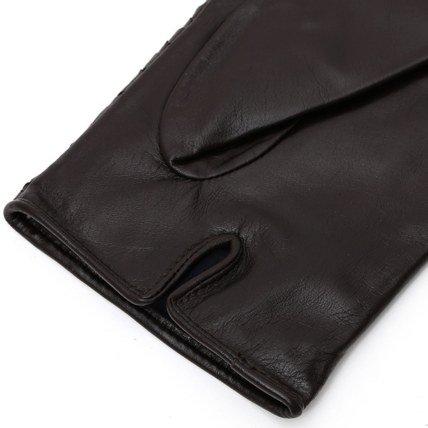 KURODA(クロダ) イントレチャート ラムスキン(仔羊)革手袋 メンズ ダークブラウン ブラウン 茶 茶色 本革 編み込み てぶくろ 皮 おしゃれ 高級 大人