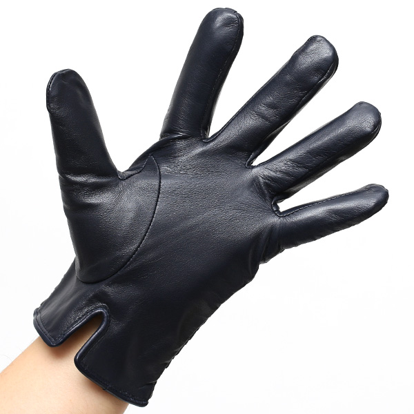  KURODA(クロダ) イントレチャート ラムスキン(仔羊)革手袋 メンズ ブルー ネイビー 青色 本革 編み込み てぶくろ 皮 おしゃれ 高級 大人