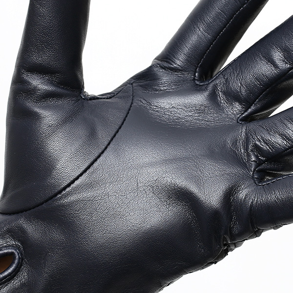  KURODA(クロダ) イントレチャート ラムスキン(仔羊)革手袋 メンズ ブルー ネイビー 青色 本革 編み込み てぶくろ 皮 おしゃれ 高級 大人