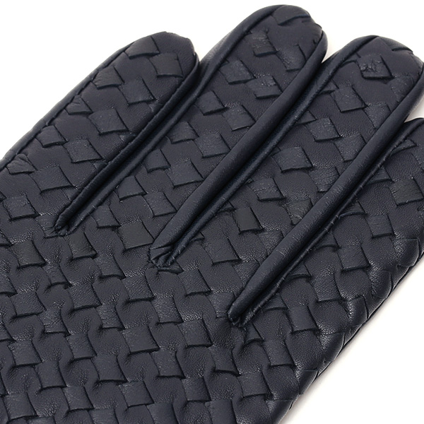  KURODA(クロダ) イントレチャート ラムスキン(仔羊)革手袋 メンズ ブルー ネイビー 青色 本革 編み込み てぶくろ 皮 おしゃれ 高級 大人