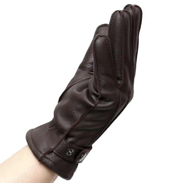  KURODA(クロダ) ディアスキン(鹿革) 本革 手袋 メンズ ダークブラウン ブラウン 茶 茶色 丈夫 頑丈 耐水性 てぶくろ 皮 グローブ