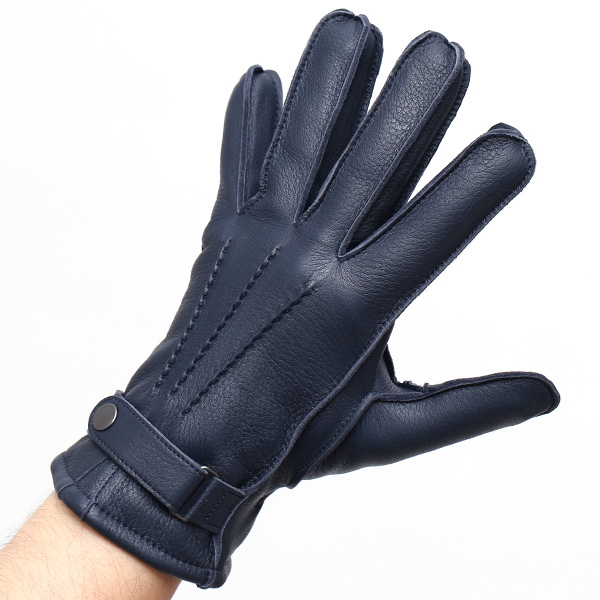  KURODA(クロダ) ディアスキン(鹿革) 本革 手袋 メンズ ブルー ネイビー 青色 丈夫 頑丈 耐水性 てぶくろ 皮 グローブ