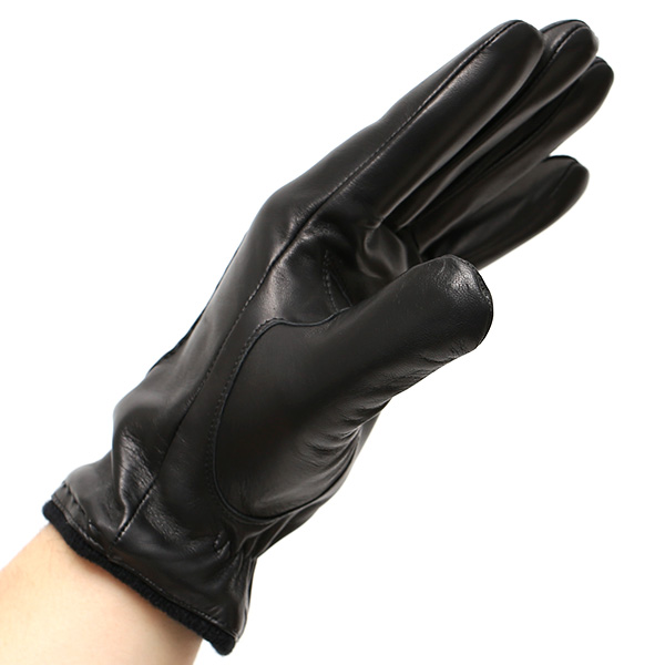 手袋 メンズ 本革 カシミヤ混 カシミア混 イタリア製 ブラック 黒 黒色 レザー グローブ 羊革(ラムスキン) KURODA(クロダ)