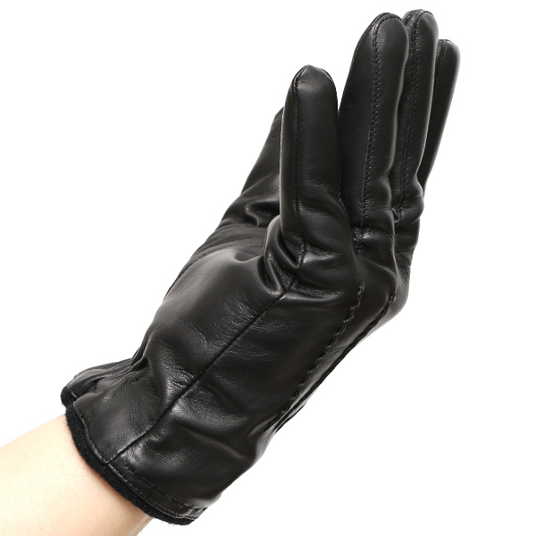  手袋 メンズ 本革 カシミヤ混 カシミア混 イタリア製 ブラック 黒 黒色 レザー グローブ 羊革(ラムスキン) KURODA(クロダ)