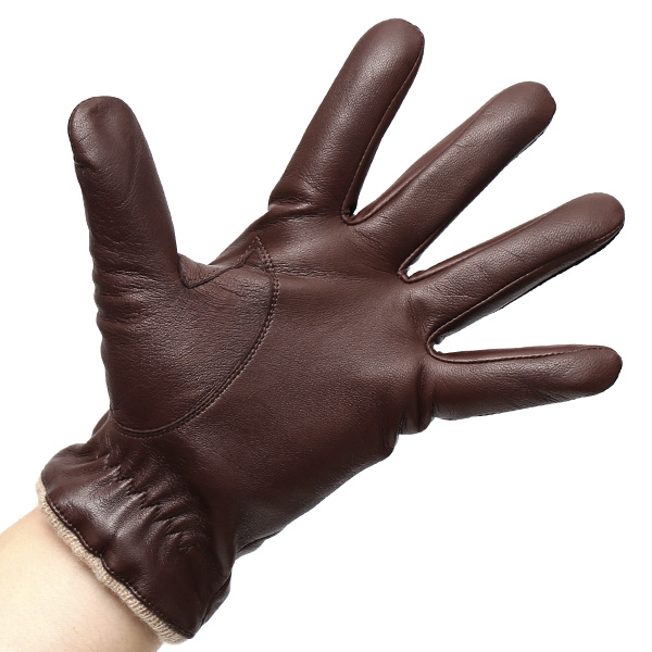  手袋 メンズ 本革 カシミヤ混 カシミア混 イタリア製 ブラウン 茶 茶色 レザー グローブ 羊革(ラムスキン) KURODA(クロダ)