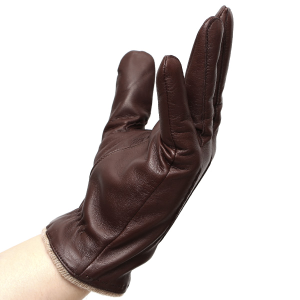  手袋 メンズ 本革 カシミヤ混 カシミア混 イタリア製 ブラウン 茶 茶色 レザー グローブ 羊革(ラムスキン) KURODA(クロダ)