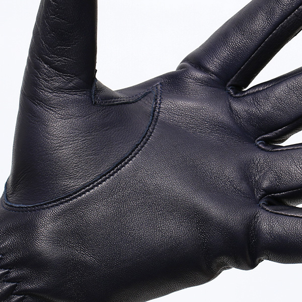  手袋 メンズ 本革 カシミヤ混 カシミア混 イタリア製 ブルー ネイビー 青色 レザー グローブ 羊革(ラムスキン) KURODA(クロダ)