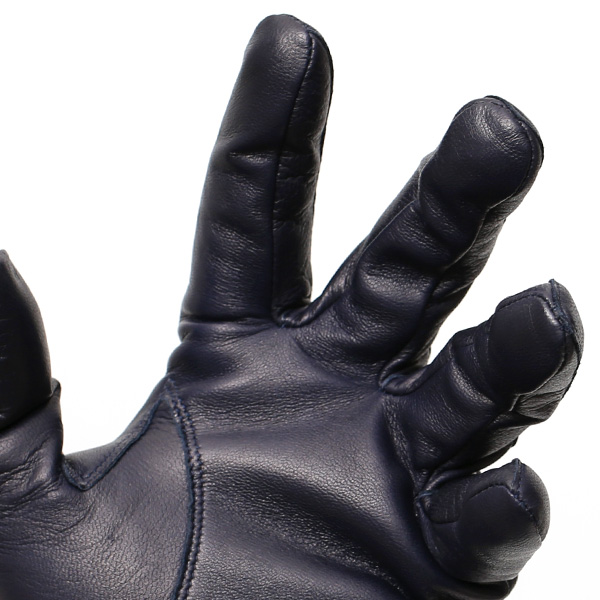  手袋 メンズ 本革 カシミヤ混 カシミア混 イタリア製 ブルー ネイビー 青色 レザー グローブ 羊革(ラムスキン) KURODA(クロダ)