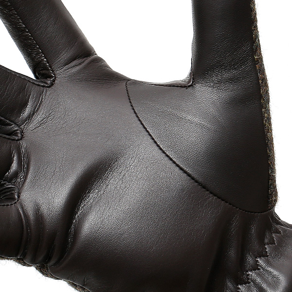  英国で1837年創業の老舗生地メーカー、MOON(ムーン)社のツイード生地を使用した本革手袋 ブラウン 茶 茶色 メンズ 羊革(ラムスキン) グローブ タッチパネル対応 スマホ対応 スマートフォン対応 操作 可能 KURODA(クロダ)