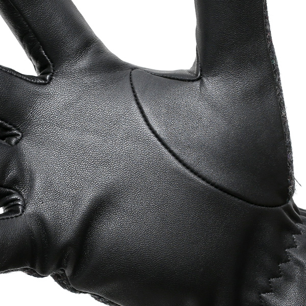  英国で1837年創業の老舗生地メーカー、MOON(ムーン)社のツイード生地を使用した本革手袋 グレー グレイ 灰色 メンズ 羊革(ラムスキン) グローブ タッチパネル対応 スマホ対応 スマートフォン対応 操作 可能 KURODA(クロダ)