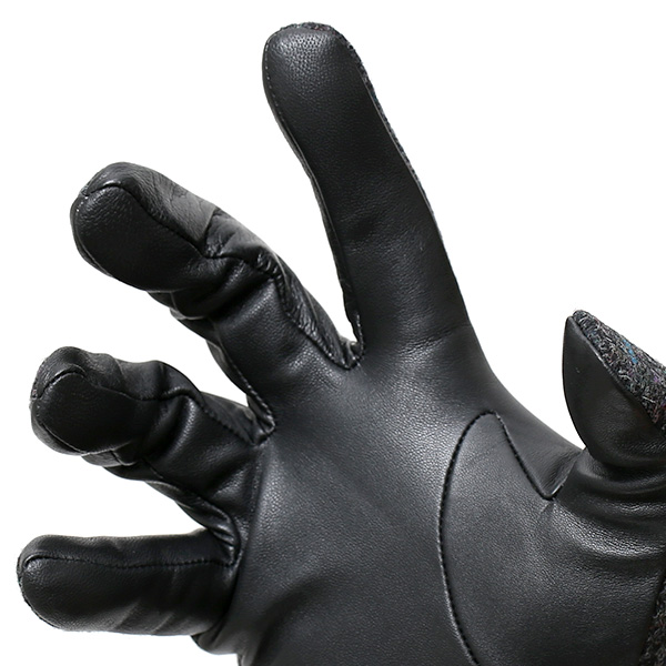  英国で1837年創業の老舗生地メーカー、MOON(ムーン)社のツイード生地を使用した本革手袋 グレー グレイ 灰色 メンズ 羊革(ラムスキン) グローブ タッチパネル対応 スマホ対応 スマートフォン対応 操作 可能 KURODA(クロダ)