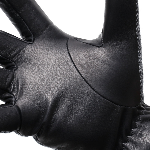  英国で1837年創業の老舗生地メーカー、MOON(ムーン)社のツイード生地を使用した本革手袋 グレー グレイ 灰色 メンズ 羊革(ラムスキン) グローブ タッチパネル対応 スマホ対応 スマートフォン対応 操作 可能 KURODA(クロダ)