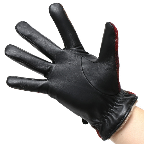  英国で1837年創業の老舗生地メーカー、MOON(ムーン)社のツイード生地を使用した本革手袋 レッド ワイン 赤色 メンズ 羊革(ラムスキン) グローブ タッチパネル対応 スマホ対応 スマートフォン対応 操作 可能 KURODA(クロダ)