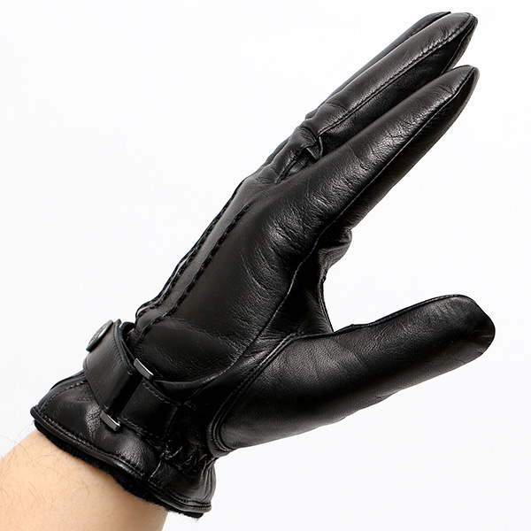  日本の手袋専門ブランド「KURODA(クロダ)」 カシミヤ混裏地/イタリア製本革/スマホ対応 ブラック 黒 黒色 メンズ レザー グローブ カシミア混 羊革(ラムスキン) タッチパネル対応 スマホ対応 スマートフォン