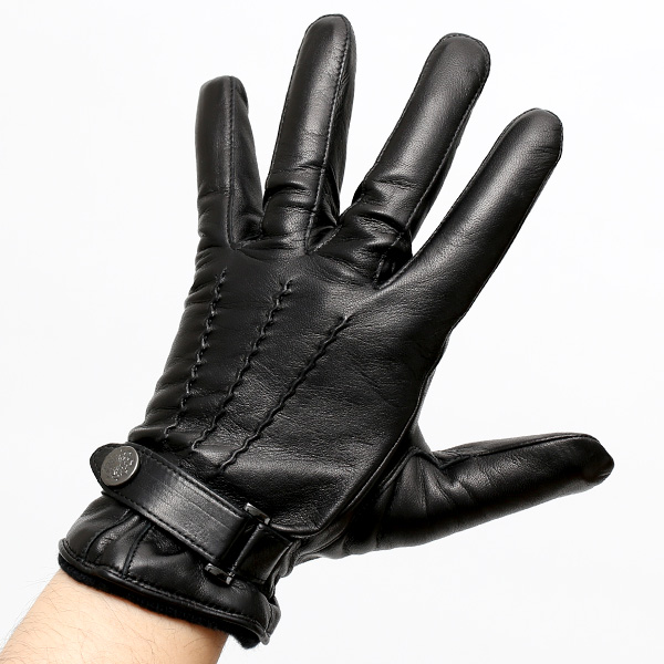  日本の手袋専門ブランド「KURODA(クロダ)」 カシミヤ混裏地/イタリア製本革/スマホ対応 ブラック 黒 黒色 メンズ レザー グローブ カシミア混 羊革(ラムスキン) タッチパネル対応 スマホ対応 スマートフォン