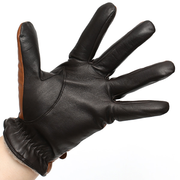  日本の手袋専門ブランド「KURODA(クロダ)」 カシミヤ混裏地/イタリア製本革/スマホ対応 ブラウン 茶 茶色 メンズ レザー グローブ カシミア混 羊革(ラムスキン) タッチパネル対応 スマホ対応 スマートフォン