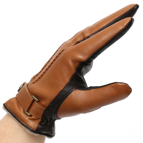  日本の手袋専門ブランド「KURODA(クロダ)」 カシミヤ混裏地/イタリア製本革/スマホ対応 ブラウン 茶 茶色 メンズ レザー グローブ カシミア混 羊革(ラムスキン) タッチパネル対応 スマホ対応 スマートフォン