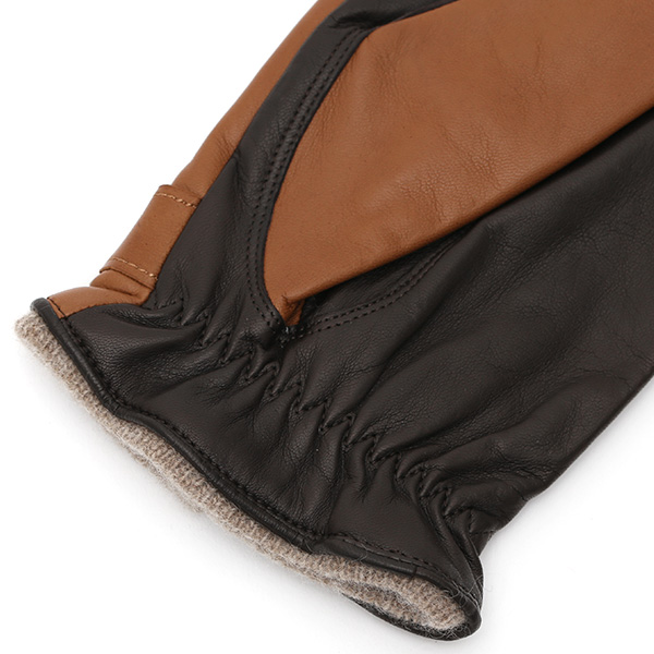  日本の手袋専門ブランド「KURODA(クロダ)」 カシミヤ混裏地/イタリア製本革/スマホ対応 ブラウン 茶 茶色 メンズ レザー グローブ カシミア混 羊革(ラムスキン) タッチパネル対応 スマホ対応 スマートフォン