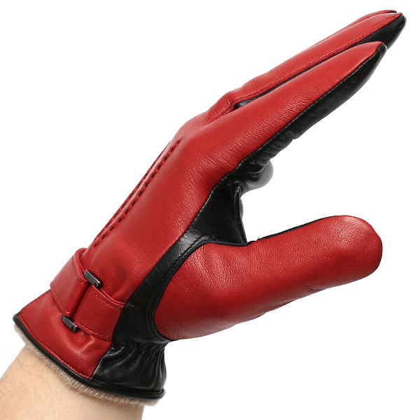  日本の手袋専門ブランド「KURODA(クロダ)」 カシミヤ混裏地/イタリア製本革/スマホ対応 レッド ワイン 赤色 メンズ レザー グローブ カシミア混 羊革(ラムスキン) タッチパネル対応 スマホ対応 スマートフォン