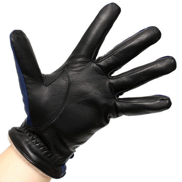  日本の手袋専門ブランド「KURODA(クロダ)」 カシミヤ混裏地/イタリア製本革/スマホ対応 ブルー ネイビー 青色 メンズ レザー グローブ カシミア混 羊革(ラムスキン) タッチパネル対応 スマホ対応 スマートフォン