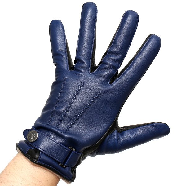  日本の手袋専門ブランド「KURODA(クロダ)」 カシミヤ混裏地/イタリア製本革/スマホ対応 ブルー ネイビー 青色 メンズ レザー グローブ カシミア混 羊革(ラムスキン) タッチパネル対応 スマホ対応 スマートフォン