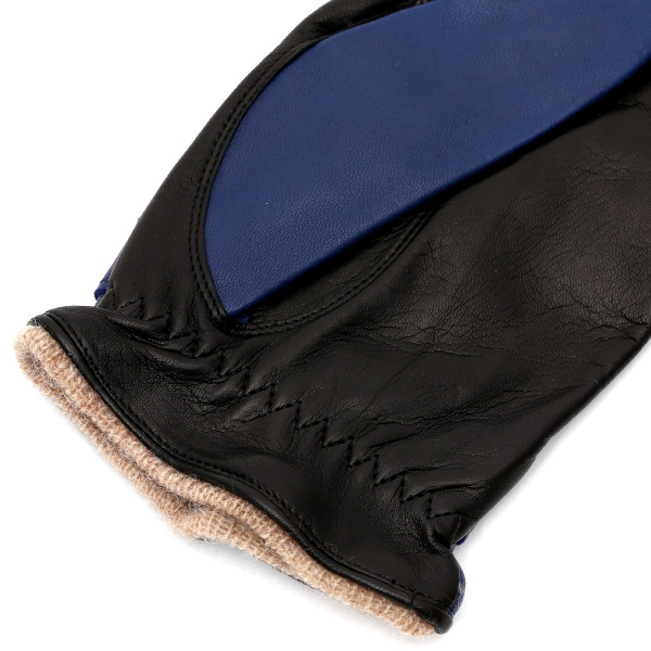  日本の手袋専門ブランド「KURODA(クロダ)」 カシミヤ混裏地/イタリア製本革/スマホ対応 ブルー ネイビー 青色 メンズ レザー グローブ カシミア混 羊革(ラムスキン) タッチパネル対応 スマホ対応 スマートフォン