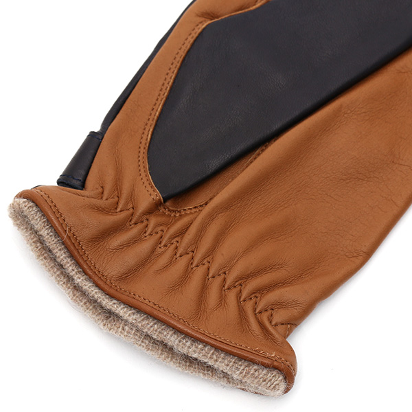  日本の手袋専門ブランド「KURODA(クロダ)」 カシミヤ混裏地/イタリア製本革/スマホ対応 ブルー ネイビー 青色 メンズ レザー グローブ カシミア混 羊革(ラムスキン) タッチパネル対応 スマホ対応 スマートフォン