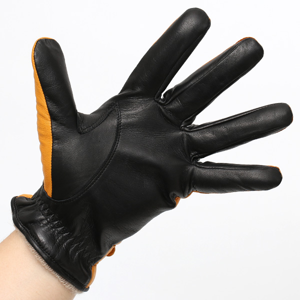  日本の手袋専門ブランド「KURODA(クロダ)」 カシミヤ混裏地/イタリア製本革/スマホ対応 イエロー 黄色 メンズ レザー グローブ カシミア混 羊革(ラムスキン) タッチパネル対応 スマホ対応 スマートフォン