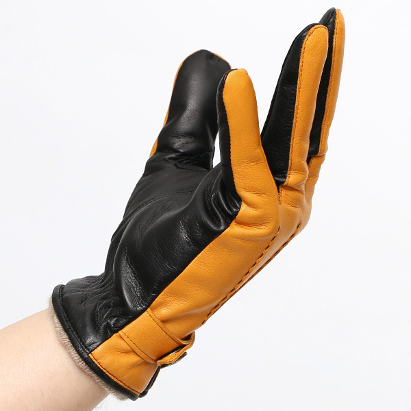  日本の手袋専門ブランド「KURODA(クロダ)」 カシミヤ混裏地/イタリア製本革/スマホ対応 イエロー 黄色 メンズ レザー グローブ カシミア混 羊革(ラムスキン) タッチパネル対応 スマホ対応 スマートフォン