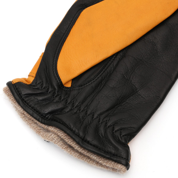  日本の手袋専門ブランド「KURODA(クロダ)」 カシミヤ混裏地/イタリア製本革/スマホ対応 イエロー 黄色 メンズ レザー グローブ カシミア混 羊革(ラムスキン) タッチパネル対応 スマホ対応 スマートフォン