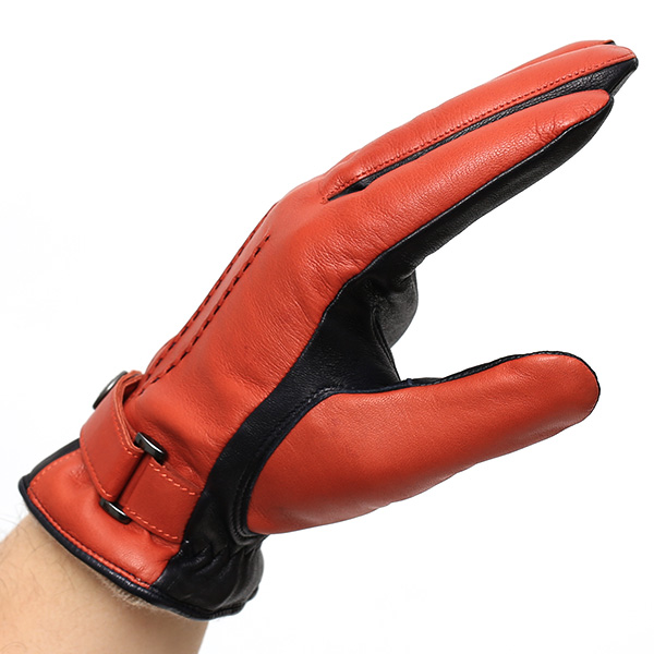  日本の手袋専門ブランド「KURODA(クロダ)」 カシミヤ混裏地/イタリア製本革/スマホ対応 オレンジ 橙色 メンズ レザー グローブ カシミア混 羊革(ラムスキン) タッチパネル対応 スマホ対応 スマートフォン