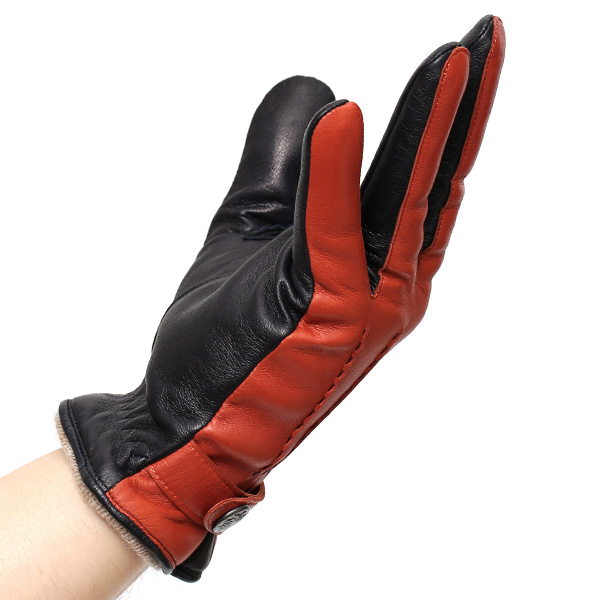  日本の手袋専門ブランド「KURODA(クロダ)」 カシミヤ混裏地/イタリア製本革/スマホ対応 オレンジ 橙色 メンズ レザー グローブ カシミア混 羊革(ラムスキン) タッチパネル対応 スマホ対応 スマートフォン