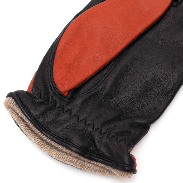  日本の手袋専門ブランド「KURODA(クロダ)」 カシミヤ混裏地/イタリア製本革/スマホ対応 オレンジ 橙色 メンズ レザー グローブ カシミア混 羊革(ラムスキン) タッチパネル対応 スマホ対応 スマートフォン