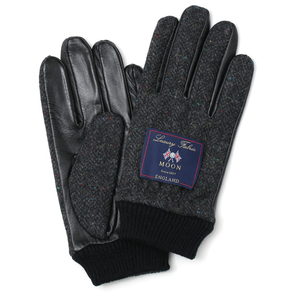 KURODA(クロダ) MOON(ムーン)社ツイード生地 手袋 ブラック