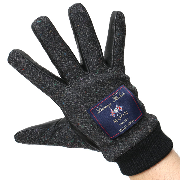 日本の手袋専門ブランド「KURODA(クロダ)」×英国の老舗生地メーカー「MOON(ムーン)」 ブラック 黒 黒色 メンズ 本革 羊革(ラムスキン) タッチパネル対応 スマホ対応 スマートフォン対応 操作 可能