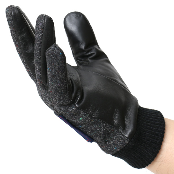 日本の手袋専門ブランド「KURODA(クロダ)」×英国の老舗生地メーカー「MOON(ムーン)」 ブラック 黒 黒色 メンズ 本革 羊革(ラムスキン) タッチパネル対応 スマホ対応 スマートフォン対応 操作 可能