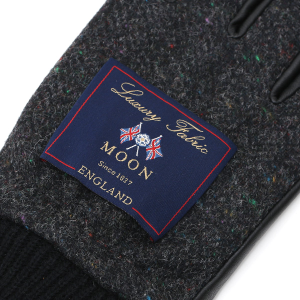 日本の手袋専門ブランド「KURODA(クロダ)」×英国の老舗生地メーカー「MOON(ムーン)」 ブラック 黒 黒色 メンズ 本革 羊革(ラムスキン) タッチパネル対応 スマホ対応 スマートフォン対応 操作 可能