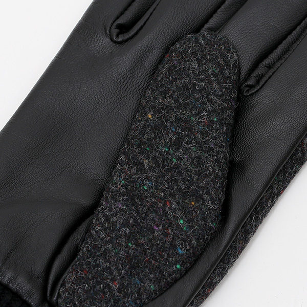 日本の手袋専門ブランド「KURODA(クロダ)」×英国の老舗生地メーカー「MOON(ムーン)」 ブラック 黒 黒色 メンズ 本革 羊革(ラムスキン) タッチパネル対応 スマホ対応 スマートフォン対応 操作 可能