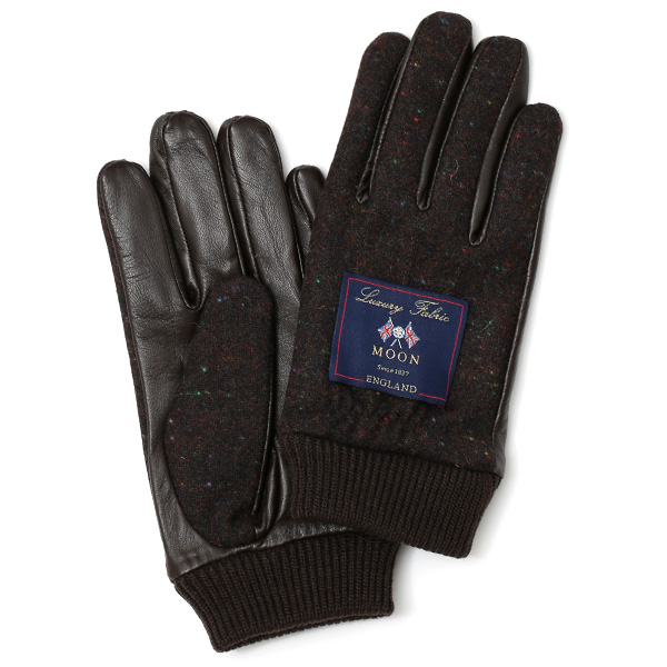 KURODA(クロダ) MOON(ムーン)社ツイード生地 手袋 ダークブラウン