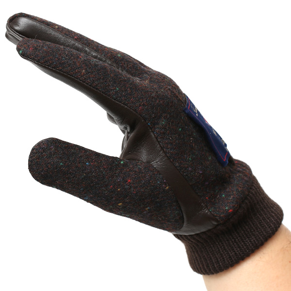  日本の手袋専門ブランド「KURODA(クロダ)」×英国の老舗生地メーカー「MOON(ムーン)」 ダークブラウン ブラウン 茶 茶色 メンズ 本革 羊革(ラムスキン) タッチパネル対応 スマホ対応 スマートフォン対応 操作 可能