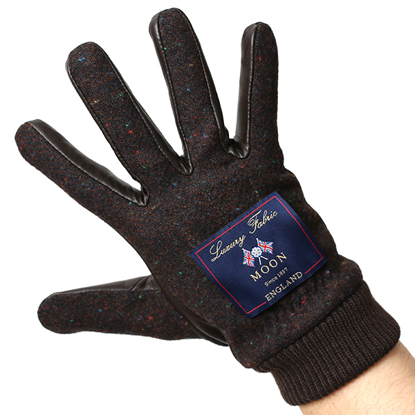  日本の手袋専門ブランド「KURODA(クロダ)」×英国の老舗生地メーカー「MOON(ムーン)」 ダークブラウン ブラウン 茶 茶色 メンズ 本革 羊革(ラムスキン) タッチパネル対応 スマホ対応 スマートフォン対応 操作 可能