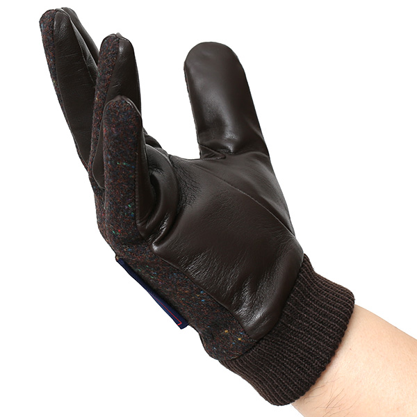  日本の手袋専門ブランド「KURODA(クロダ)」×英国の老舗生地メーカー「MOON(ムーン)」 ダークブラウン ブラウン 茶 茶色 メンズ 本革 羊革(ラムスキン) タッチパネル対応 スマホ対応 スマートフォン対応 操作 可能