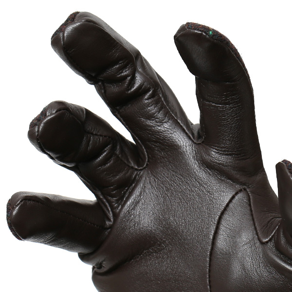  日本の手袋専門ブランド「KURODA(クロダ)」×英国の老舗生地メーカー「MOON(ムーン)」 ダークブラウン ブラウン 茶 茶色 メンズ 本革 羊革(ラムスキン) タッチパネル対応 スマホ対応 スマートフォン対応 操作 可能