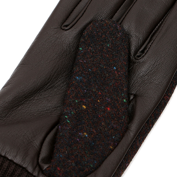  日本の手袋専門ブランド「KURODA(クロダ)」×英国の老舗生地メーカー「MOON(ムーン)」 ダークブラウン ブラウン 茶 茶色 メンズ 本革 羊革(ラムスキン) タッチパネル対応 スマホ対応 スマートフォン対応 操作 可能