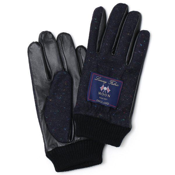 KURODA(クロダ) MOON(ムーン)社ツイード生地 手袋 ネイビー