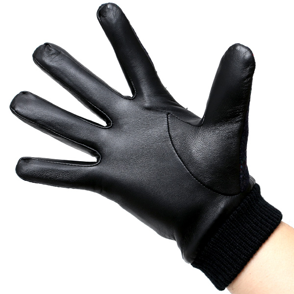  日本の手袋専門ブランド「KURODA(クロダ)」×英国の老舗生地メーカー「MOON(ムーン)」 ブルー ネイビー 青色 メンズ 本革 羊革(ラムスキン) タッチパネル対応 スマホ対応 スマートフォン対応 操作 可能